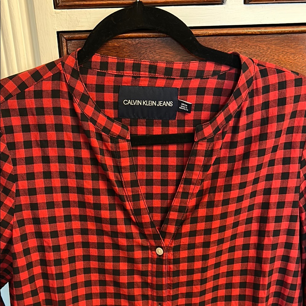 Calvin Klein Jeans Red Checkered Women's Shirt
